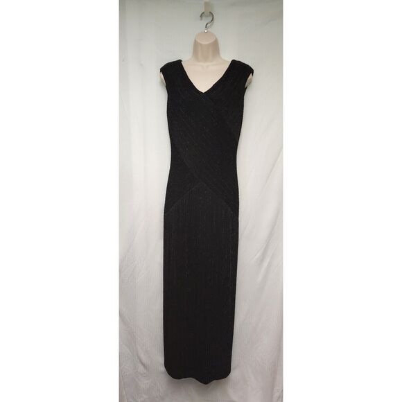ALEX EVENINGS Womens Black Scoop-Neck Maxi Fit + Flare Dress 10 - Picture 5 of 9